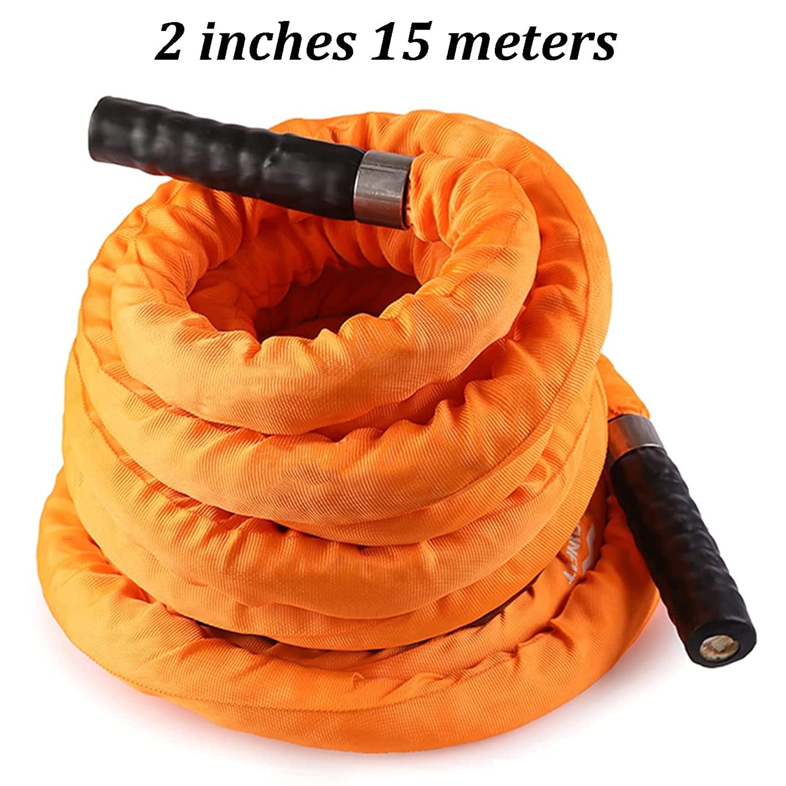 Übungs Battle Rope, Krafttrainingsseil mit Schutzhülle, Geeignet für Home Gym Outdoor Cardio Workout, Anker Enthalten, Orange (Size : 15m)