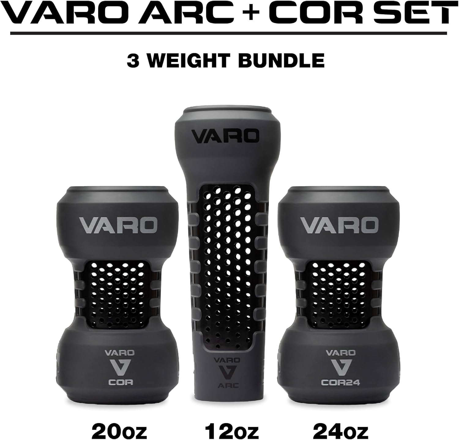 Varo Baseball Training Bat Weight Set - 12 Oz, 20 Oz, 24 Oz - Improve Swing Speed, Strength & Mechanics