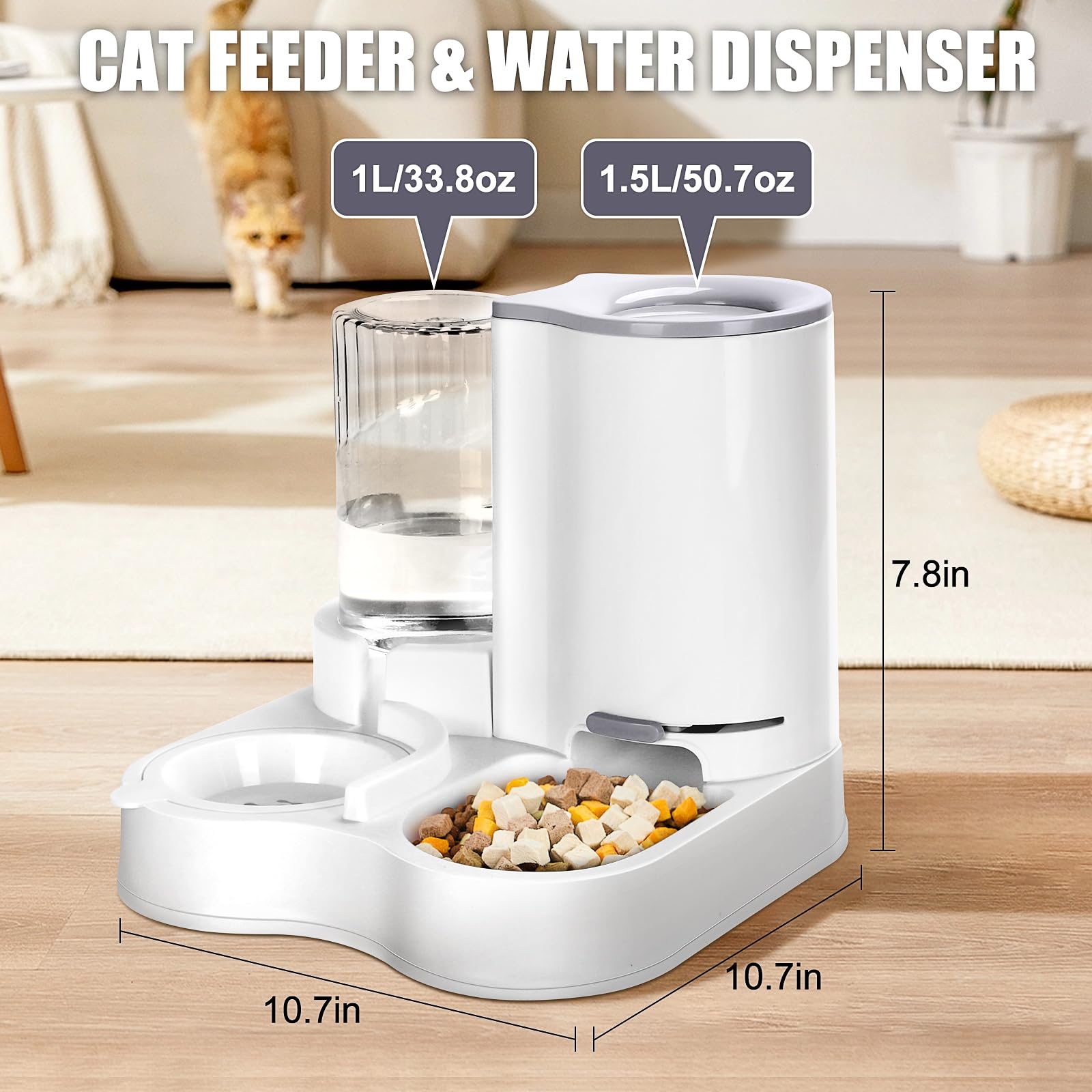 Distributeur d'eau et d'alimentation 2 en 1 pour animaux de compagnie, distributeur automatique de nourriture et d'eau pour chat, animal domestique de petite et moyenne taille