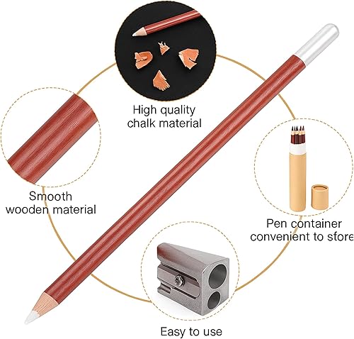 Miniatura 3 de 12 lápices de tiza de madera con sacapuntas y papel kraft, lápices de pizarra, arte de tiza de color pizarra real para pizarra de dibujo, pizarra