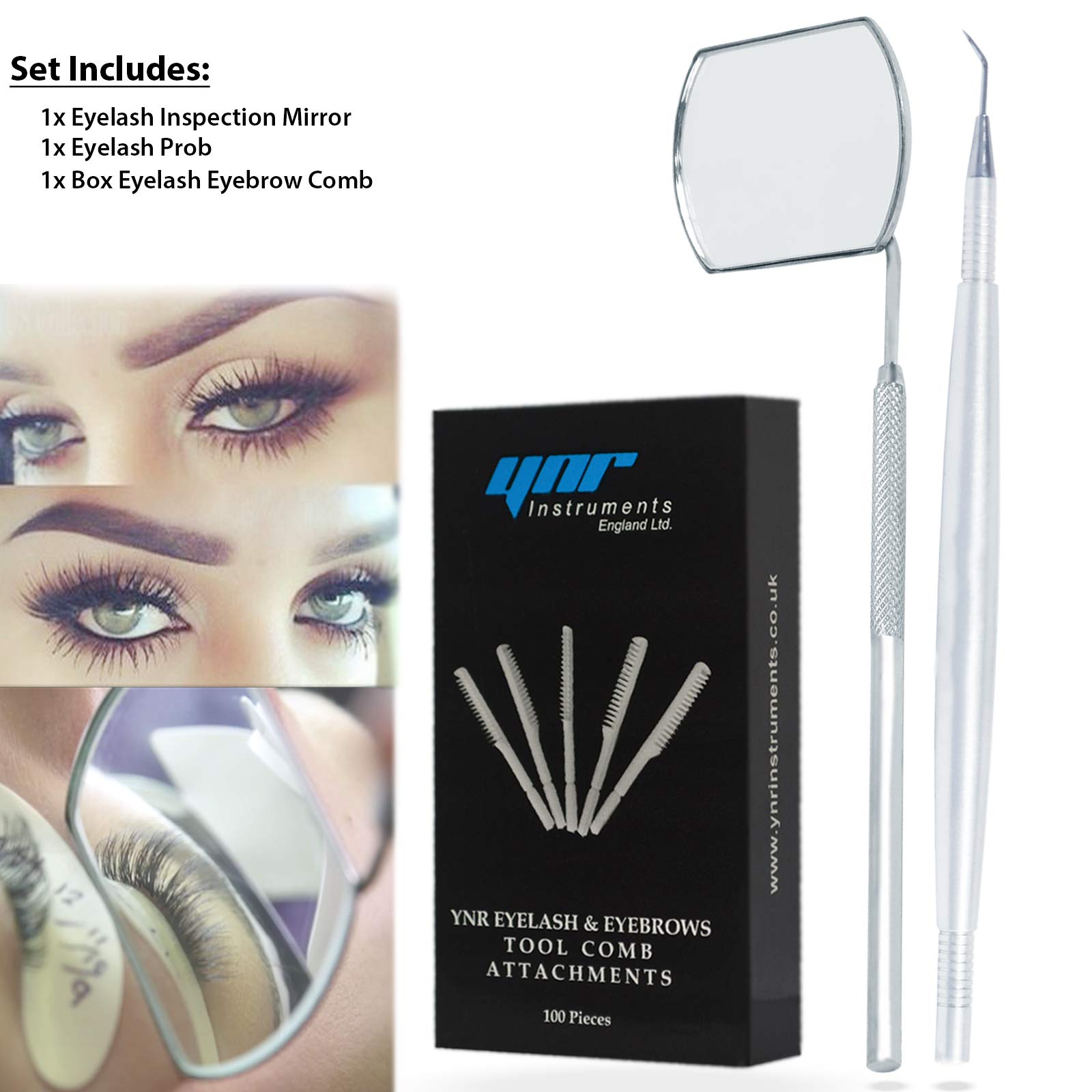 Eyelash Mirror Tweezes Eye Lash Lashes Lifting Lifter Perm Separating Comb Tools (Eyelash Set of 3)