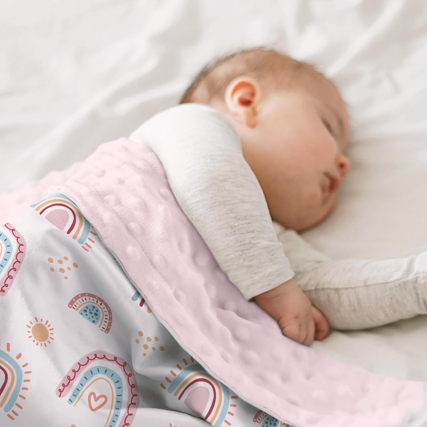 SANDJEST Rainbow Kid Blanket for Girls - 30 x 40 Kids Minky Blanket - Gifts for Kids on Birthday Christmas Nursery Bedroom Decor - Image 7