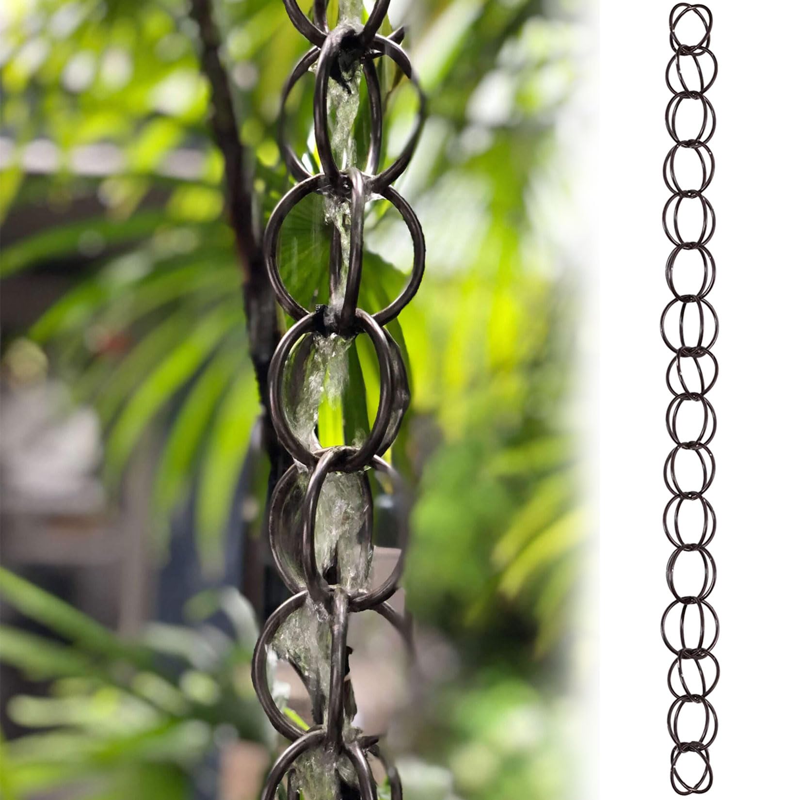WEKONUMEX Rain Chains for Gutters, Rain Chain For Gutter Water Collection Garden Patio Gazebo Multicolor 1-10m(Dark brown,4m(13.2ft))