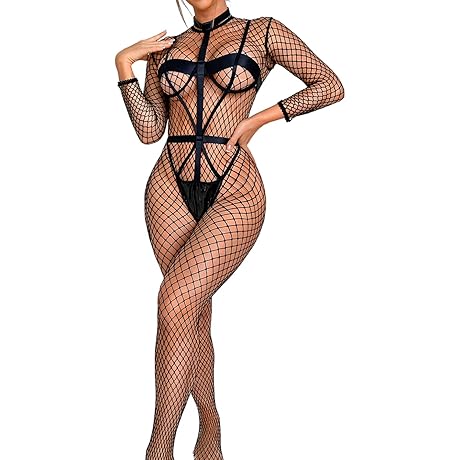 Full Fishnet Bodysuit: Captivating Lingerie for Seductive Moments, Underwire Straps for Uplift