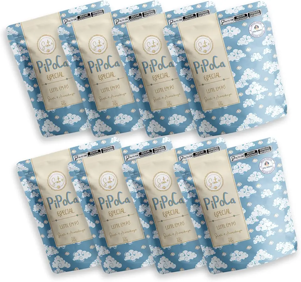 Kit 8 Pipocas Especial Gourmet Leite em Pó Sinta+ 400g – Sem Glúten, Artesanal, Ingredientes Premium