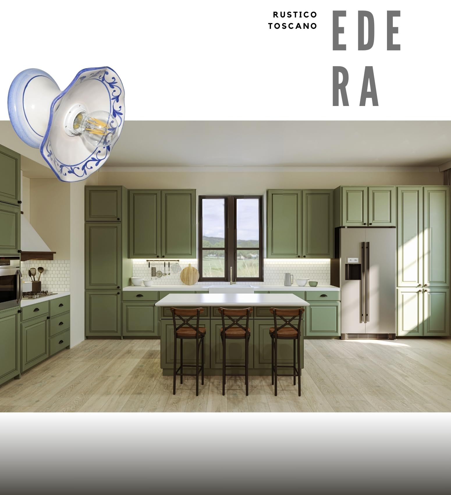 VANNI LAMPADARI - Applique da Parete Interno Edera - Lampada da Parete Monoblocco in Ceramica- Applique da Interno Decorata a Mano - Applique Camera da Letto - Bagno - Cucina – Soggiorno, Blu