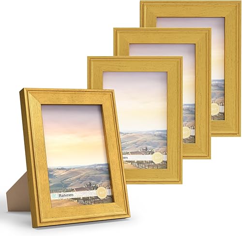 Miniatura 28 de iRahmen Juego de 4 portarretratos de 8 x 10 pulgadas, marco de fotos vintage rústico marrón con cristal real, marcos de 8 x 10 pulgadas para montaje