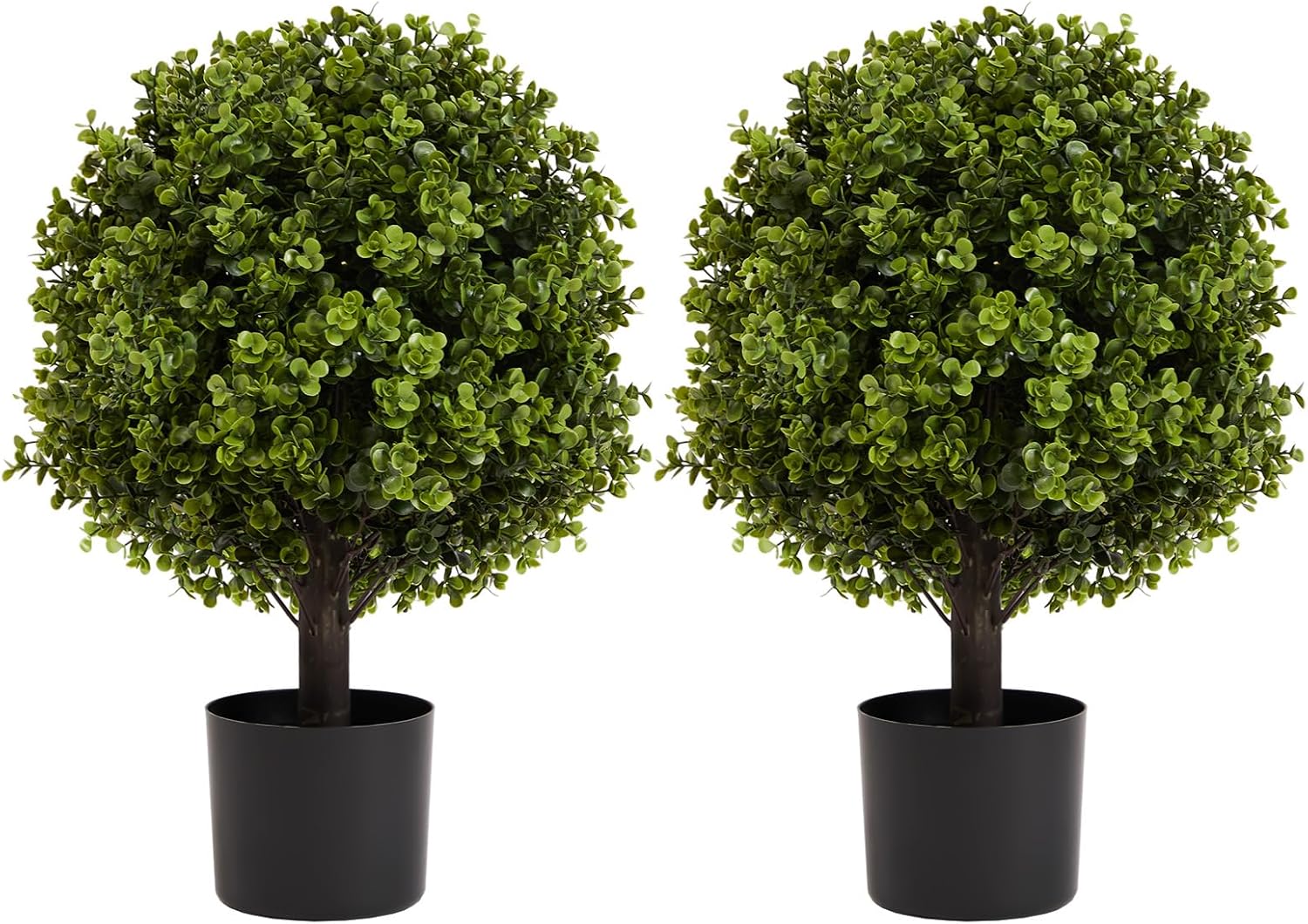 22in Boxwood Ball Shaped Artificial Topiary Shrubs Tree in Pot for Home and Garden Decoration 2pcs/Set