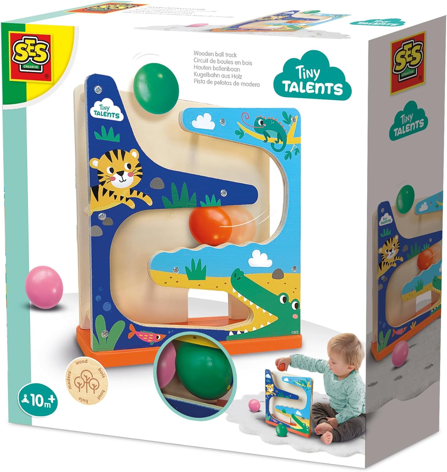 SES Creative 13144 Wooden Ball Track Crocodile, Multi, One Size