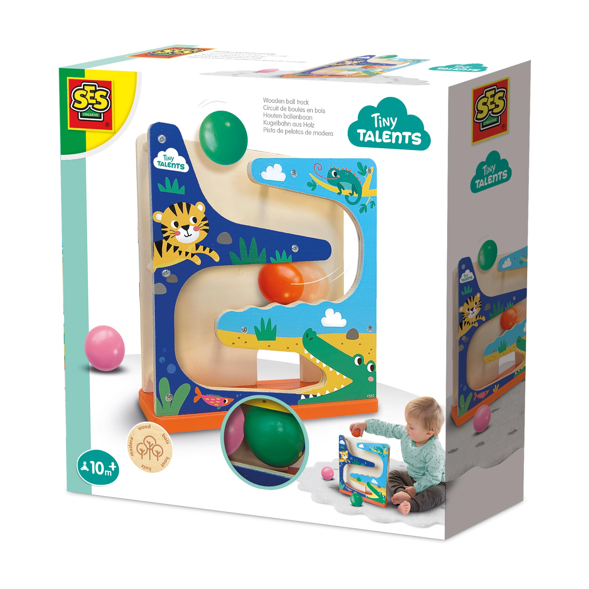 SES Creative - Wooden Crocodile Ball Track - Early Learning Toy