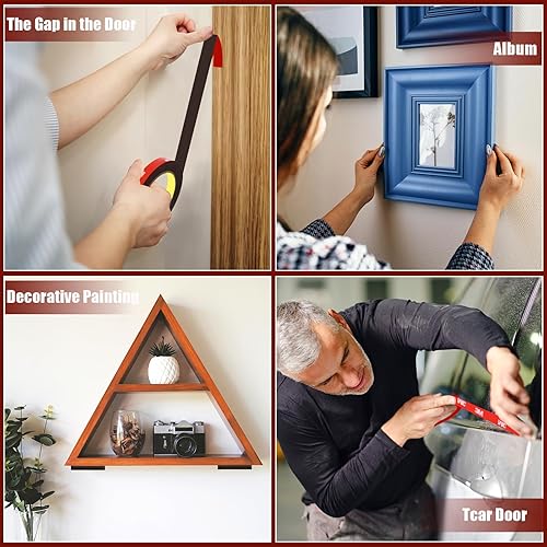 Miniatura 7 de UPINS 2 rollos de cinta de doble cara resistente, 0.5 pulgadas x 16.5 pies, cinta de montaje de dos caras repelente al agua, fuerte adhesivo 3M,