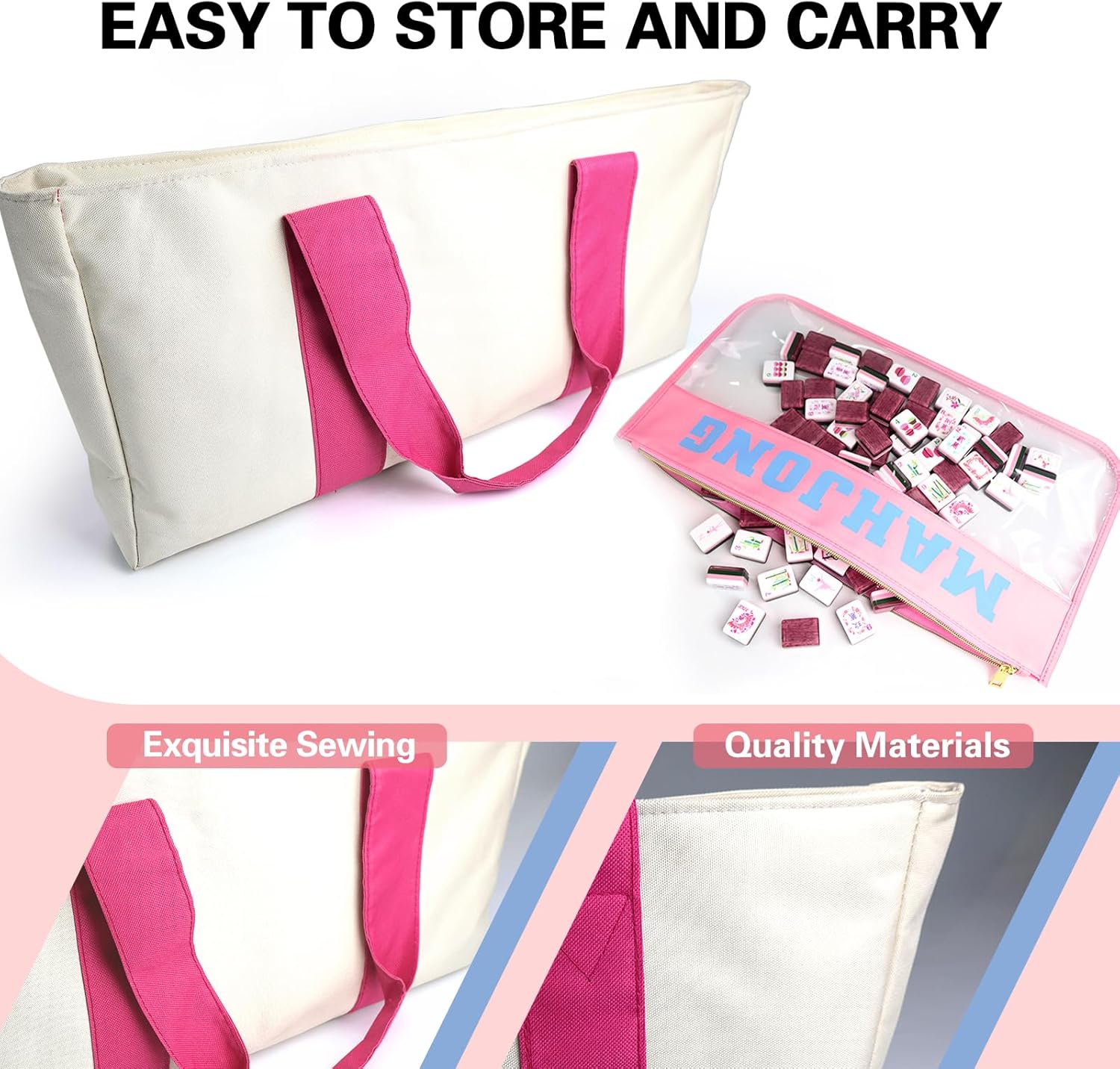 American Mahjong Game Set, Portable Carrying Bag,Acrylic 160 Tiles,Western Mahjong Tiles Set,Complete Ma Jong Set (Purple)