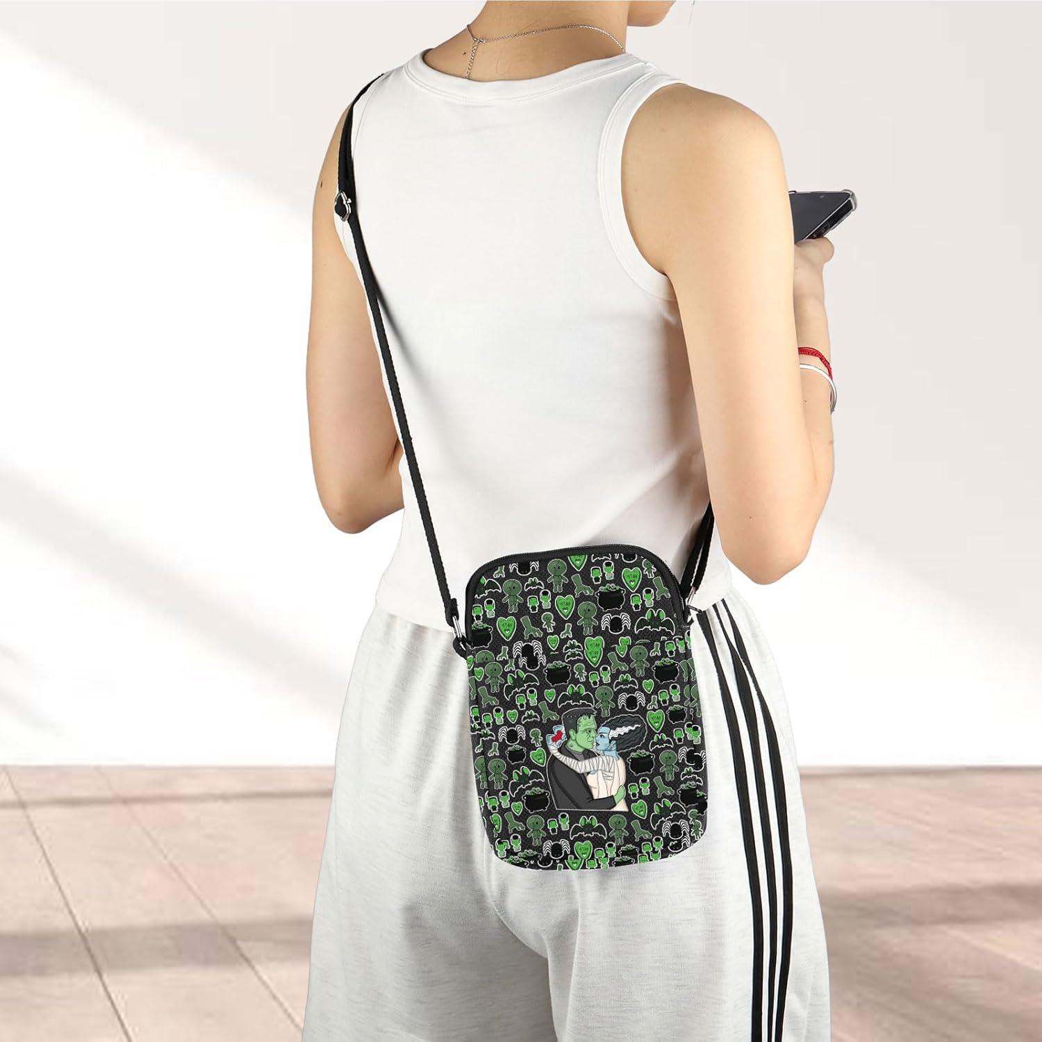 G2TUP Horror Monster & Bride Crossbody Bag Horror Couple Gift Horror Monsters Bride Shoulder Bag - Image 7