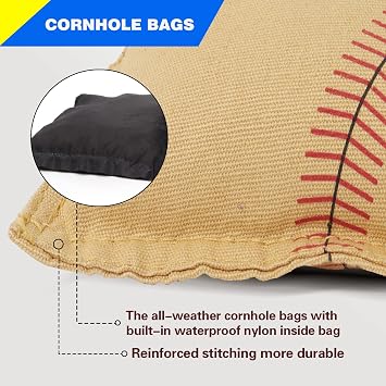 GSE Weather Resistant Cornhole Bean Bags for Toss Game, 8 Pack, 6 x 6
