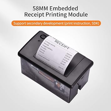 Embedded Thermal Receipt Printer 58MM Mini Printing Module Low Noise with USB/RS232/L Serial Port Port ESC/POS Commands for Weighing Apparatus Cash Register Self-Service Terminal