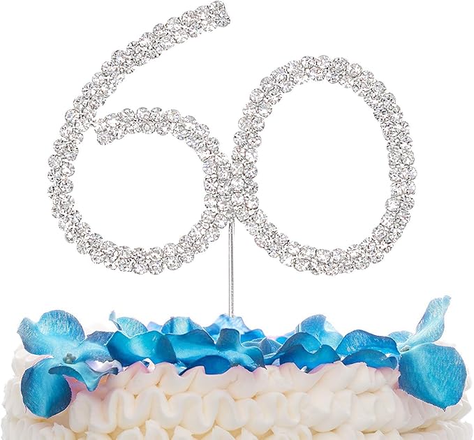 STONCEL Strass Kristall Tortenaufsatz Sparkling Silver Nr. 10/18/20/30/40/50/60 Geburtstag Jahrestag Hochzeit Party Dekoration Lieferant (Nmuber60)
