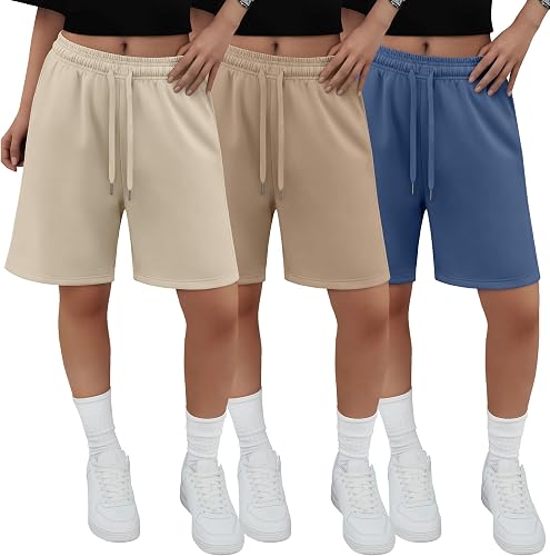 Yooo's Vivi 3 Pack Girls Bermuda Shorts Knee Length Shorts, 3-Color, 11-12 Years