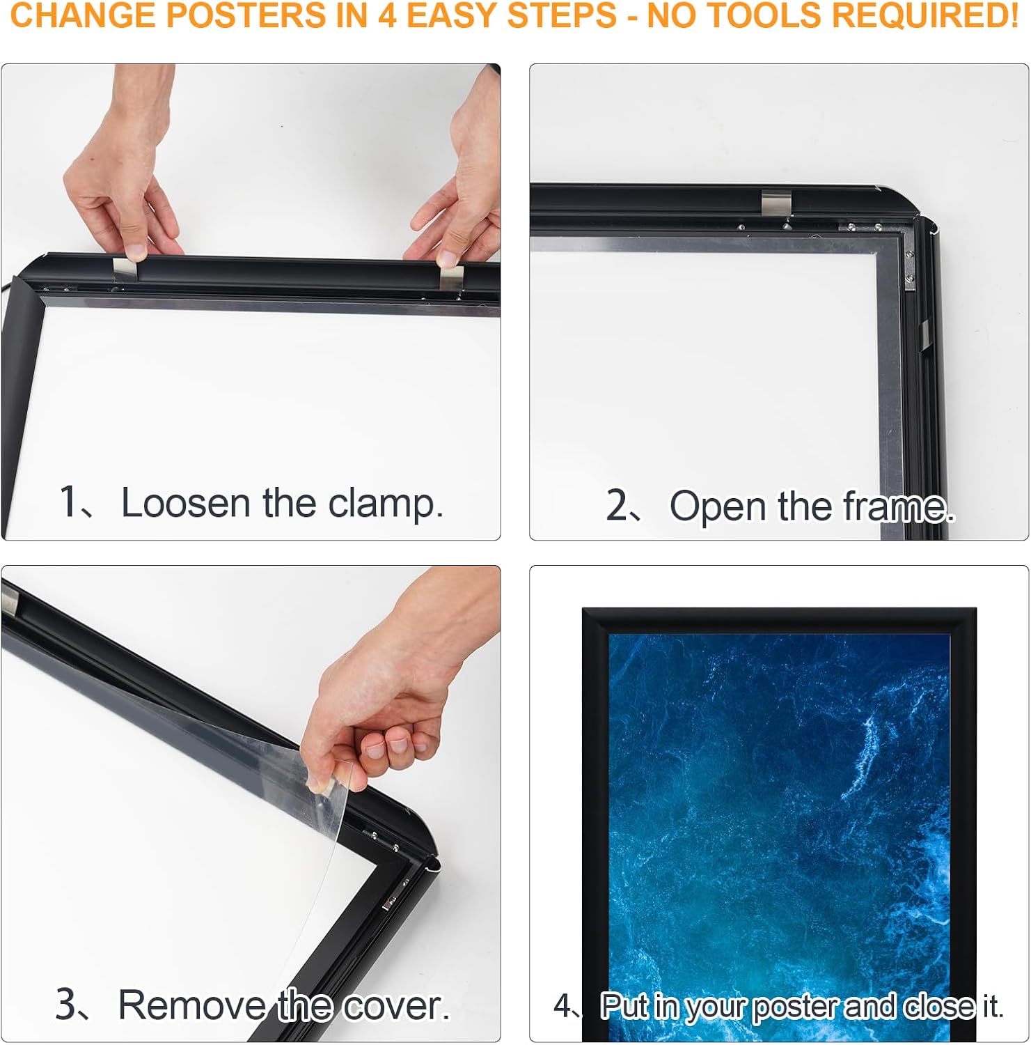 Led Movie Poster Frame with Dimmer, Adjustable Brightness- 24x36, Aluminum alloy Backlit Poster Frame for Posters & Art，LED Light Box For Home Theater Advertisement、Movie Poster Advertising Display