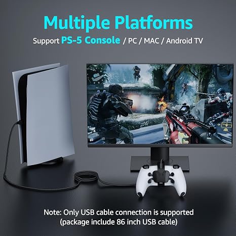 IWGAME Back Paddles for PS-5 Controller, Plug and Play 4 Programmable Back Buttons, Support Turbo/ Remap/Macros/Controller Button Swap Functions, Compatible with PS-5 Console/PC/MAC, 7.2FT Wired USB Cable (Black, 7.2ft Cable)