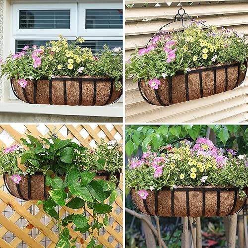 Miniatura 7 de Paquete de 2 macetas de fibra de coco de repuesto para macetas, maceta de coco de media luna de 48 pulgadas para caja de ventanamaceta colgante,