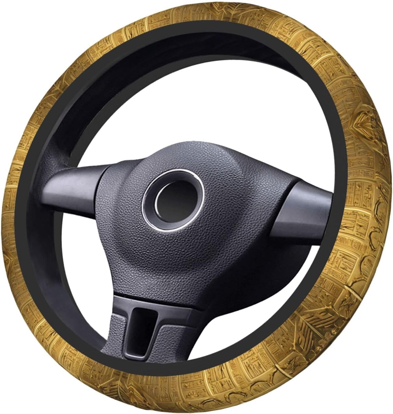 Egypt Hieroglyphics Print Thick Anti Slip Steering Wheel Cover Elastic Neoprene for Car SUV Truck ATV, Easy Install image 4