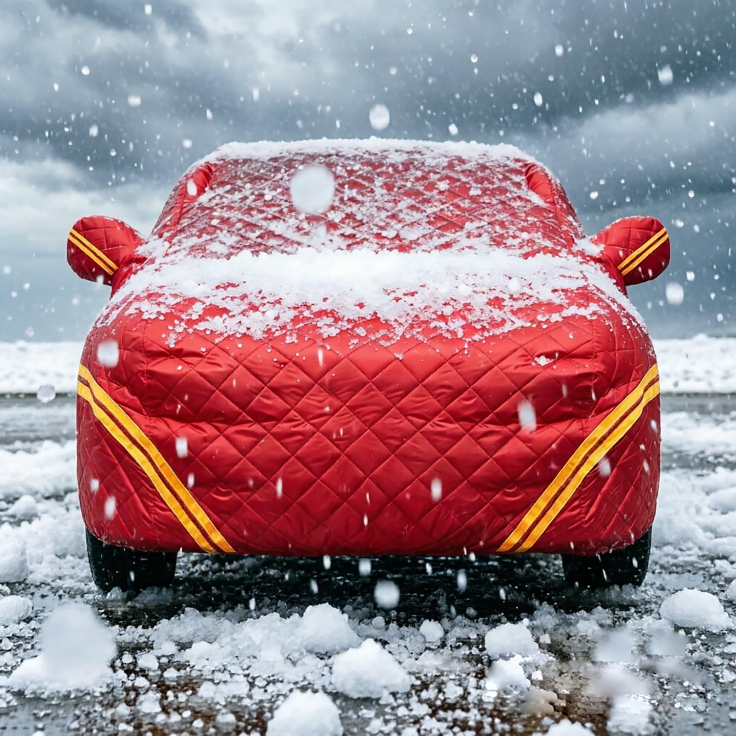 Hagelschutzplane Auto für Citroen e-C3 2024-2026 | Oxford Reflektorstreifen Sicherheit Vierlagiges Hochwertmaterial Allwetterschutz gegen Hagel Diamantgesteppte Stoßdämpfung