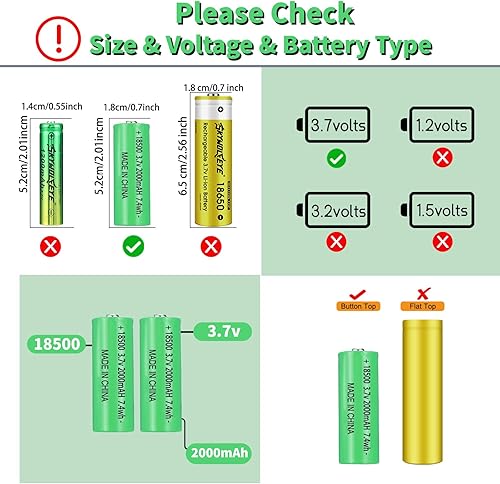 Miniatura 2 de Batería recargable 18500, 18500 baterías solares recargables de iones de litio de 3.7 V 2000 mAh de alta capacidad para luces solares de jardín al