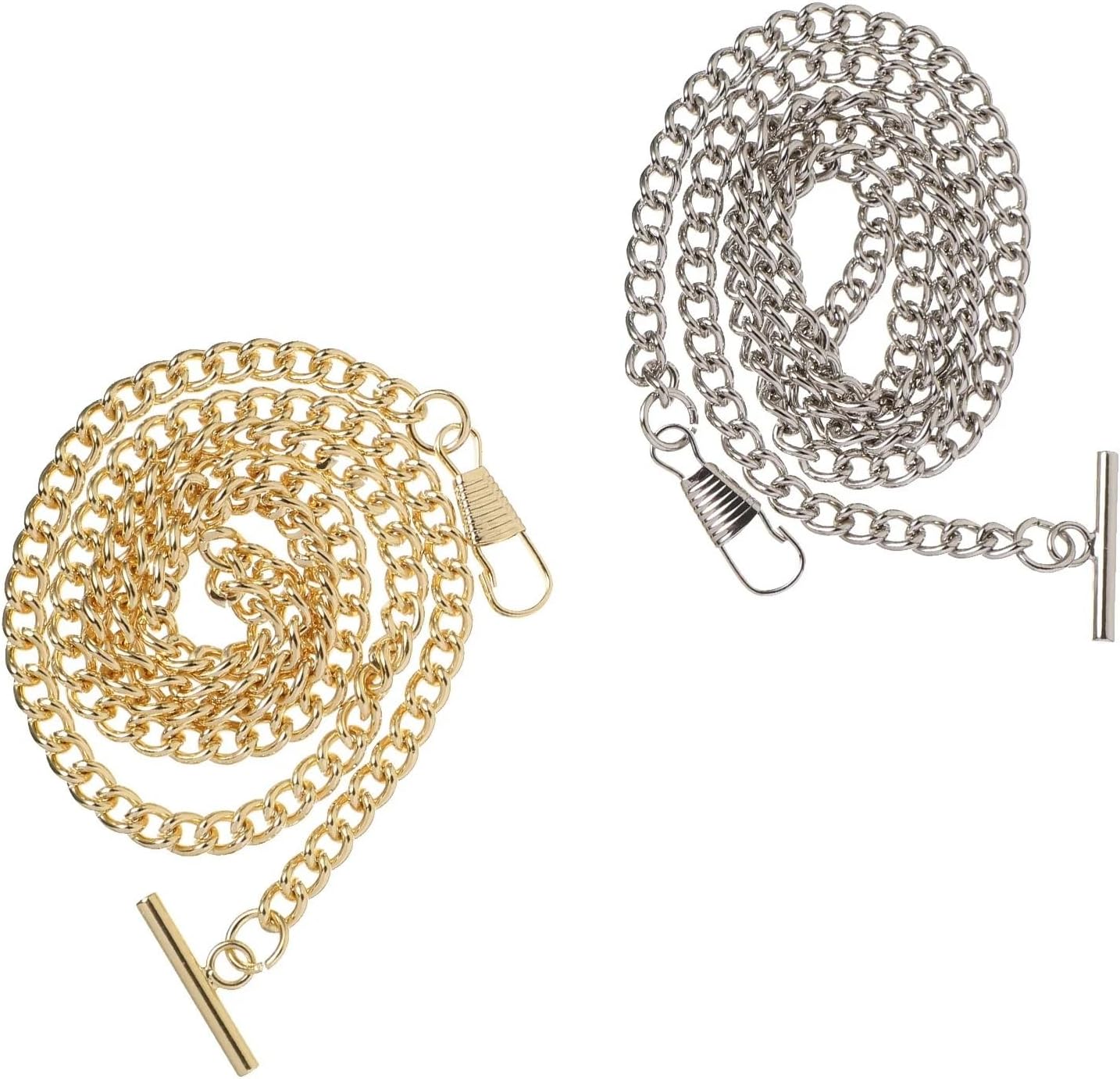 Pocket Watch Chain 6-Pack Iron Pocket Watch Chains with T-Bar & Lobster Clasps, Durable for Jeans Belt or Keychain