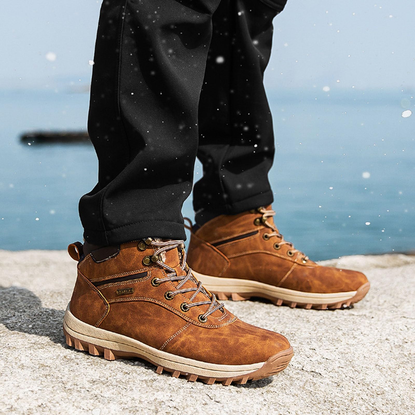 Ocio Temporada fría, Nieve algodón Acolchado Botas Altas, Zapatos Transpirables para Estudiantes y Adolescentes, cálidos y Antideslizantes para Invierno