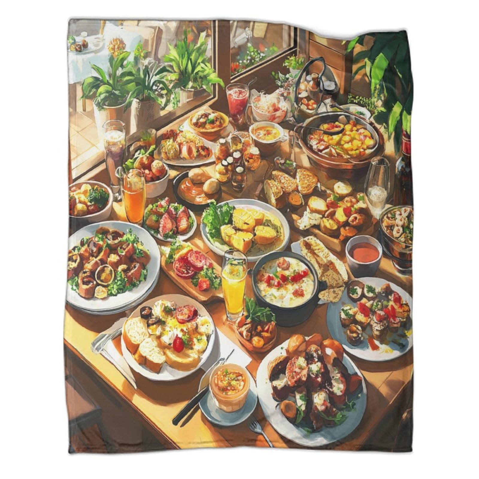 Couverture polaire nourriture imprimée 3D cadeau original pour ado et adulte lit