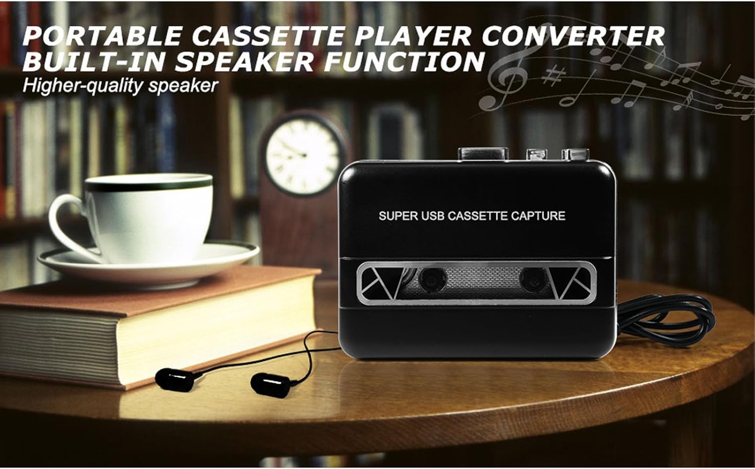 Portable Cassette Player Tape Recorder, with Built in Speaker, MP3 Converter Software, Headphone Jack, 6.3 x 4.3 x 1.5 Inch.