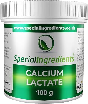 Calcium Lactate Powder 100g Premium Quality - Vegans & Vegetarians, Non-GMO, Gluten Free - Recyclable Container