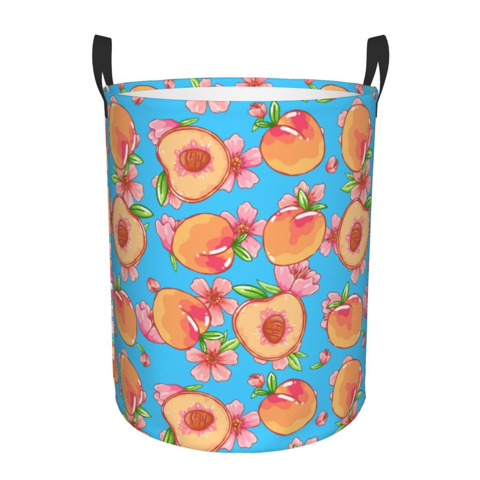 Laundry Hamper Watercolor Peaches Laundry Basket Waterproof Personality Fashion Hampers for Laundry Large Collapsible Laundry Basket Storage Basket for Dorm and Home