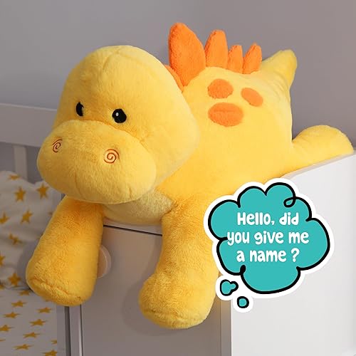 Miniatura 7 de Animales de peluche con peso de dinosaurio amarillo de 25 pulgadas  4 libras - Animal de peluche de dinosaurio con peso para la ansiedad - Gran