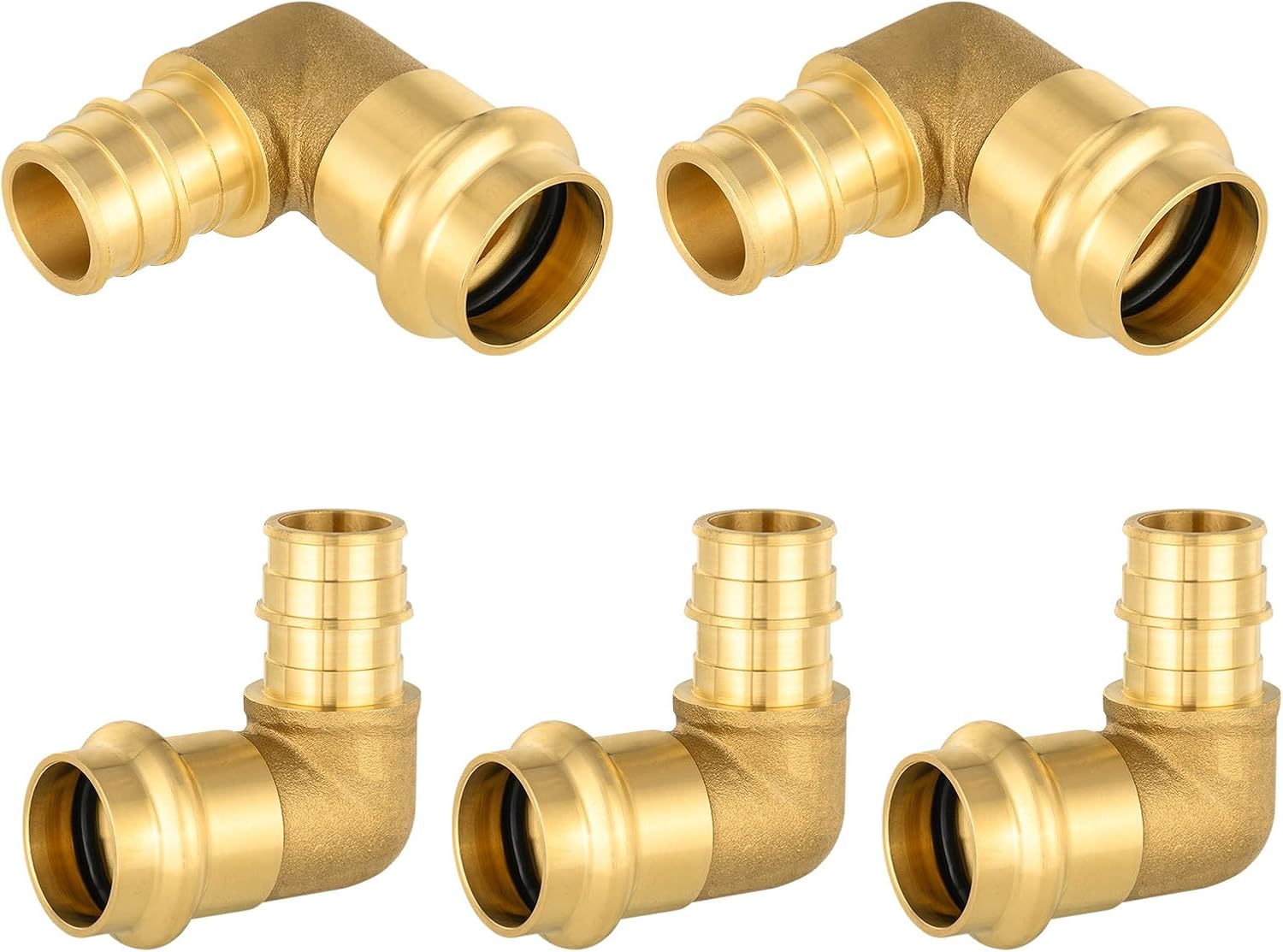 (Pack of 5) FOSKAN 3/4" Copper Press x 3/4" PEX A Expansion Elbow,Brass Pro Press Fittings Connect from Copper to PEX A Pipe(PRESS096)
