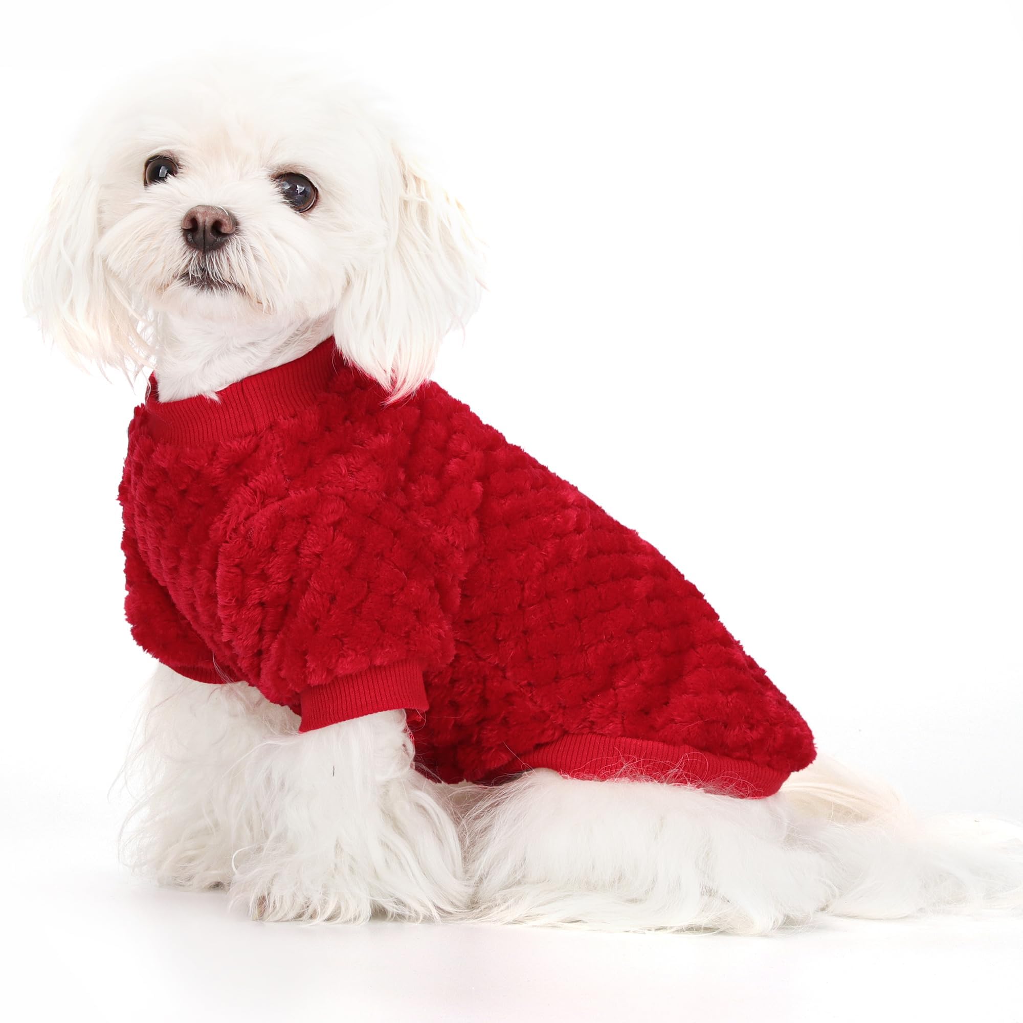 Fuzzy Pineapple Grid Dog Sweater - Ultra Soft & Warm Winter Pet Apparel, Fluffy Textured Knit for Small, Medium Dogs and Cats, Cozy Pullover Dog Coat