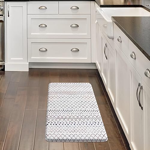 Vista 481 de KIMODE - Juego de 2 tapetes de cocina bohemios, antifatiga, antideslizantes, impermeables, ergonómicos, acolchados, cómodos, para lavandería, Caqui