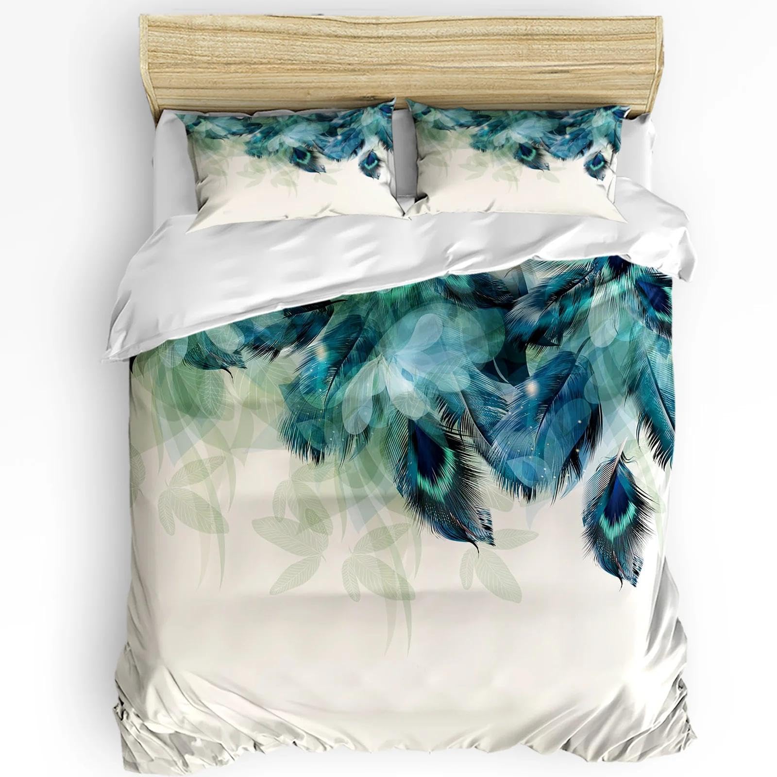 Housse de couette plumes de paon vert ensemble literie pour des nuits douces