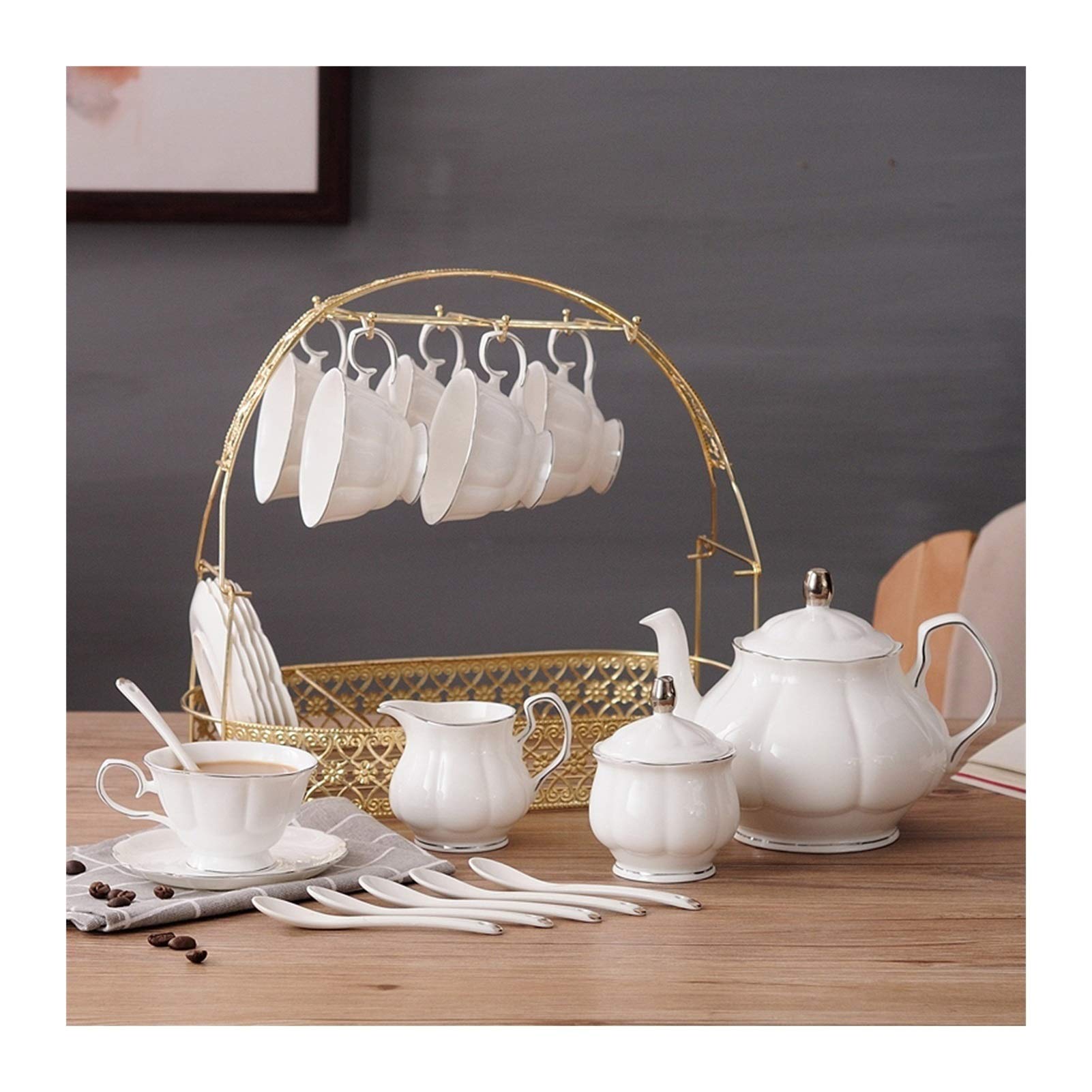 Zestaw do herbaty Czajnik ceramiczny z wymiennym stół ze stali nierdzewnej stojaków do przechowywania nowoczesny luksusowy styl tea producent herbaty nadaje się do kawy kwiat i herbaty owocowej Zestaw
