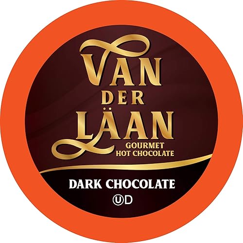 Van Der Laan Chocolate Cápsulas de cacao caliente, chocolate holandés gourmet, compatible con cafeteras K Cup, incluyendo 2.0, 40 unidades