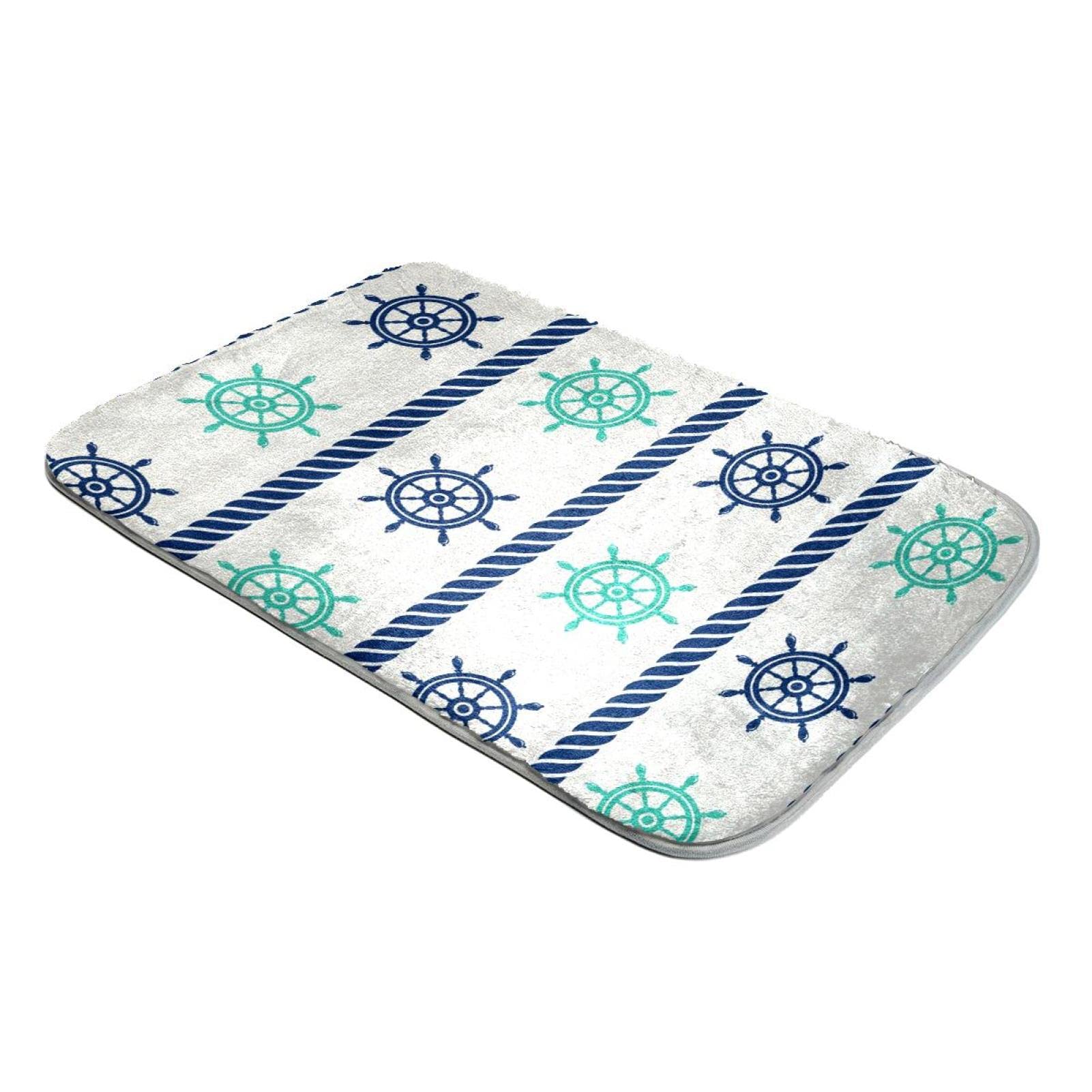 Tapis à poils longs en fausse fourrure premium avec détails gouvernail en bois