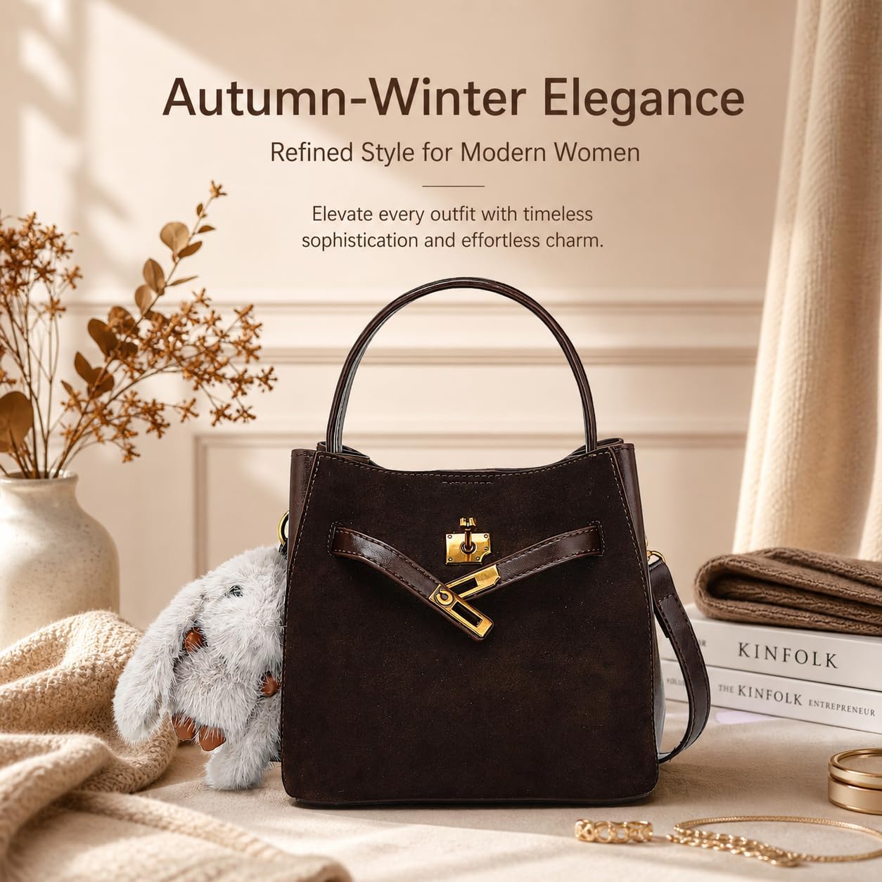 Ladies' wallet, light luxury bucket bag, lychee patterned handbag, high-end sense, one shoulder versatile crossbody bag