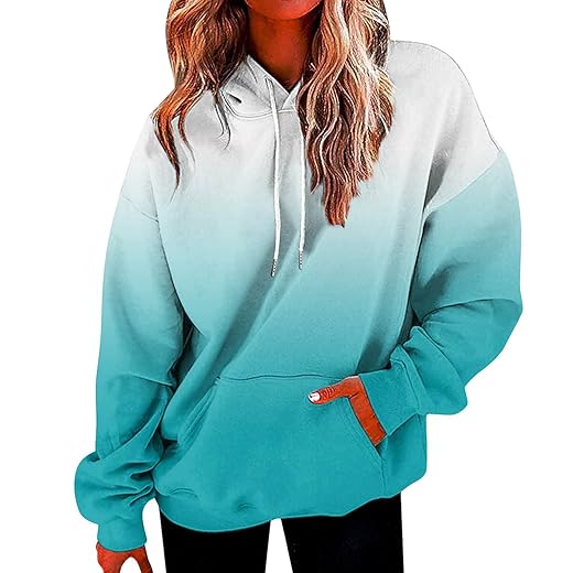 LFEOOST Womens Hoodie Sweatshirts Trendy 2022 Tie Dye Casual Long Sleeve Tunic Tops Loose Fit Pullover Blouses with Pockets