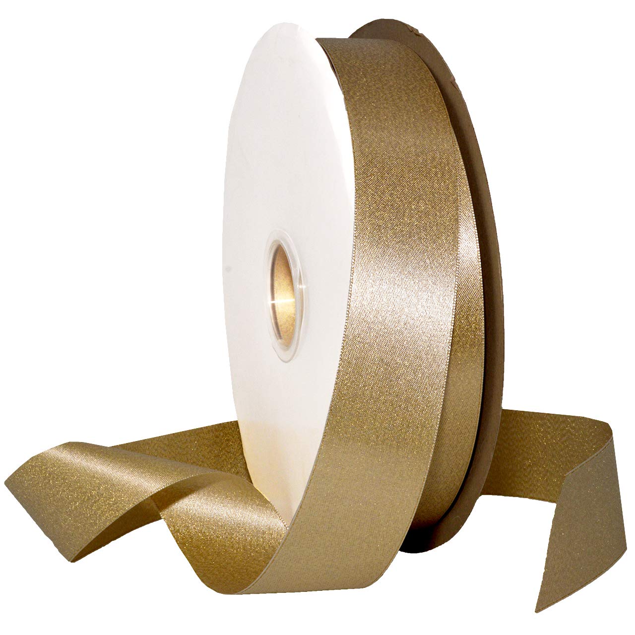 Morex Ribbon Tela de satén perla, 3.8 cm por 100 yardas, Oro Glitter-Off White