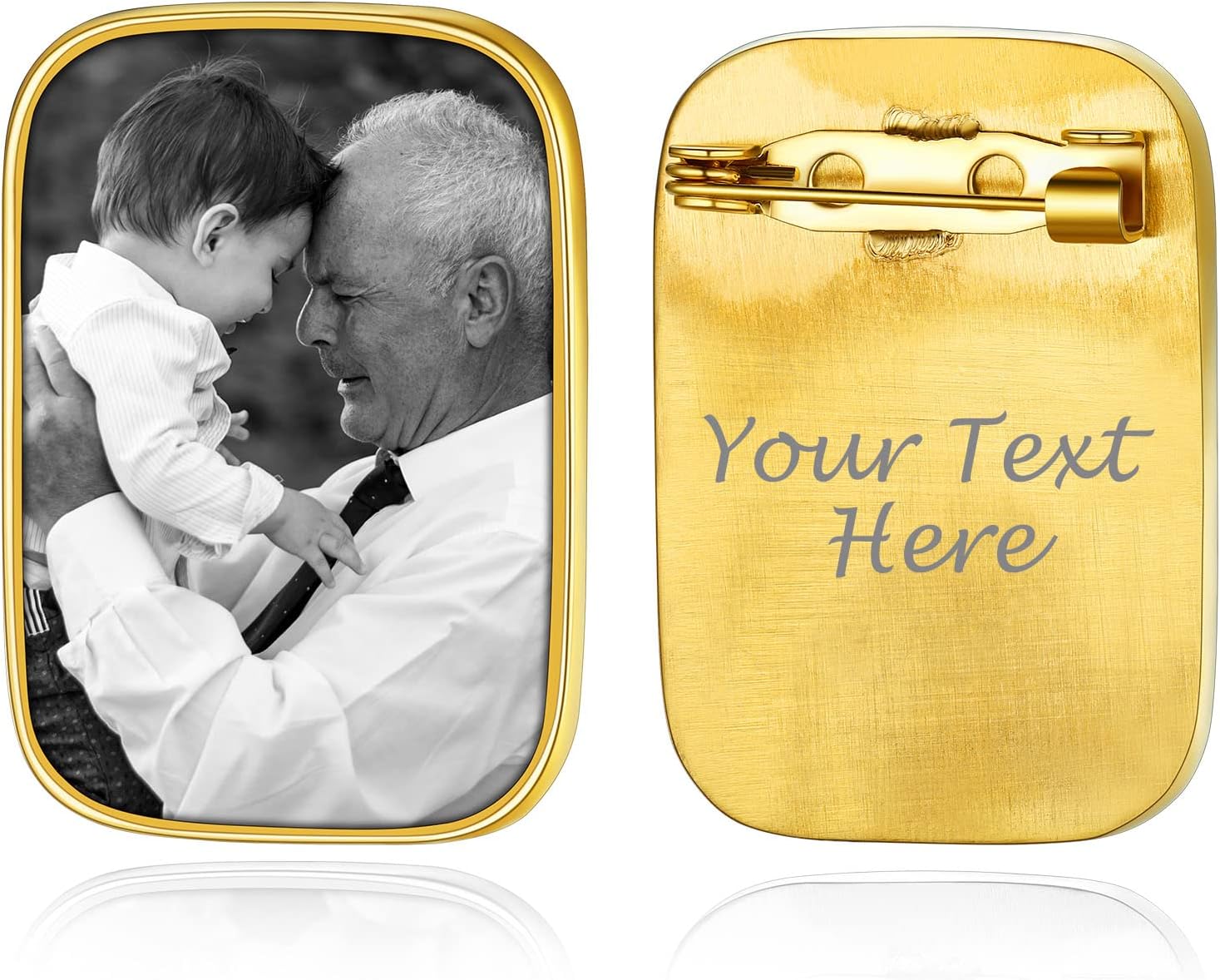 Custom4U Wedding Bouquet Photo Charms Customized with 1-4 Pictures Memorial Pins Boutonniere for Wedding Groom Bride/Memory Funeral Pin Mother Father Men Women (Gift Box)