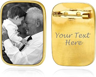 Custom4U Wedding Bouquet Photo Charms Customized with 1-4 Pictures Memorial Pins Boutonniere for Wedding Groom Bride/Memory Funeral Pin Mother Father Men Women (Gift Box)