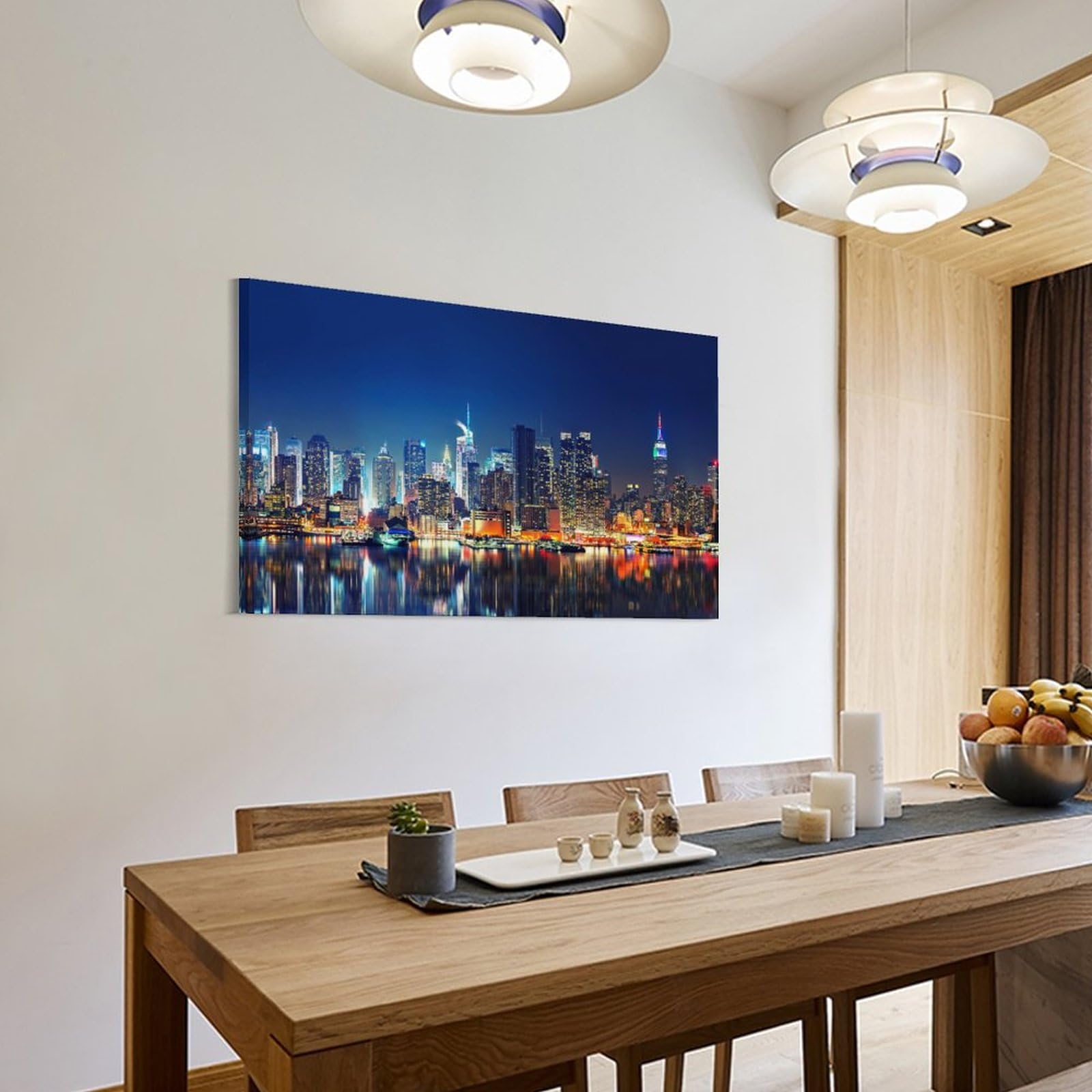 Amazon.co.jp: ニューヨーク マンハッタンスカイライン ナイト絵画