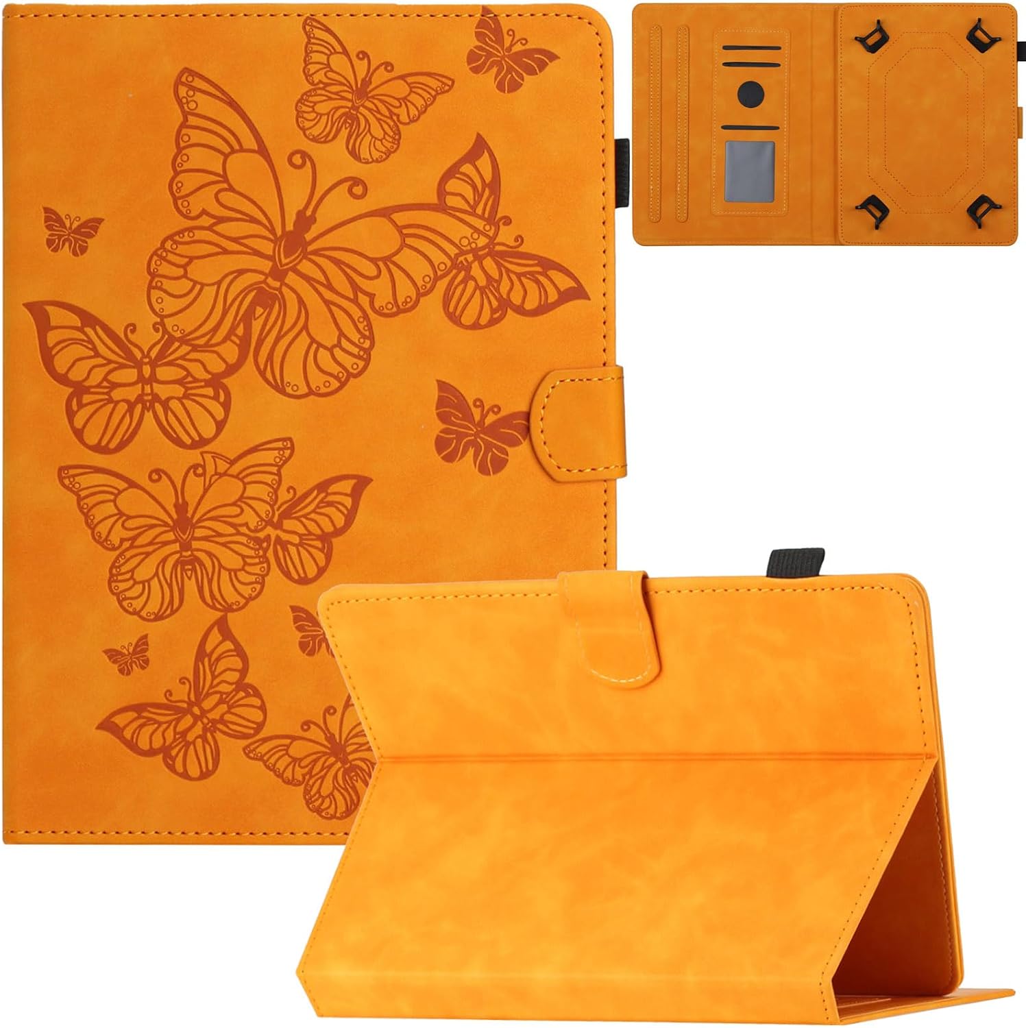 Universal Case for 7.5-8.5 Inch Tablet, Folio Stand Protective with Card Slots Case for iPad mini 7.9/8.3 inch, Kindle Fire HD 8/HD8 Plus/Galaxy Tab A/Tab E/Tab 4/Tab S2 8.0, Yellow Leopard