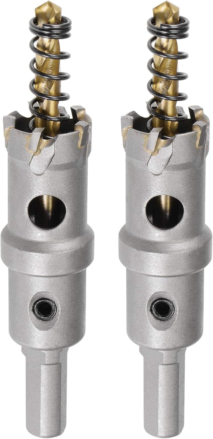 sourcing map 20.5mm Carbide Hole Cutter, Hole Saws for Stainless Steel Sheet Metal Non-slip Triangular Shank Limit Step