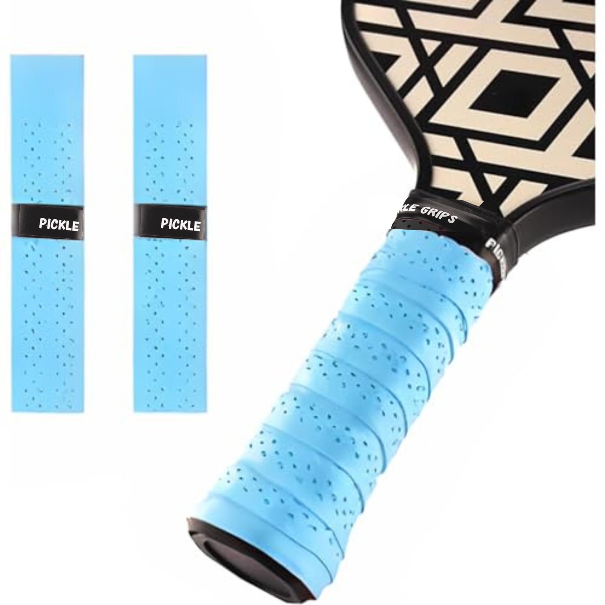 Pickle Grips Pickleball Paddle Grip Tape - Overgrip Grip Wrap for Pickleball Racket - Moisture Wicking Paddle Grip Wrap (2 Pack) (Baby Blue)-image-33